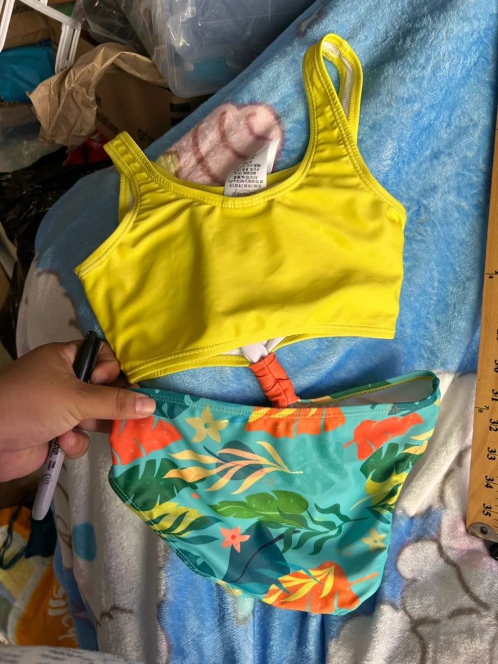 Disney Yellow & Aqua Moana Tropical Two-Piece Swim Set